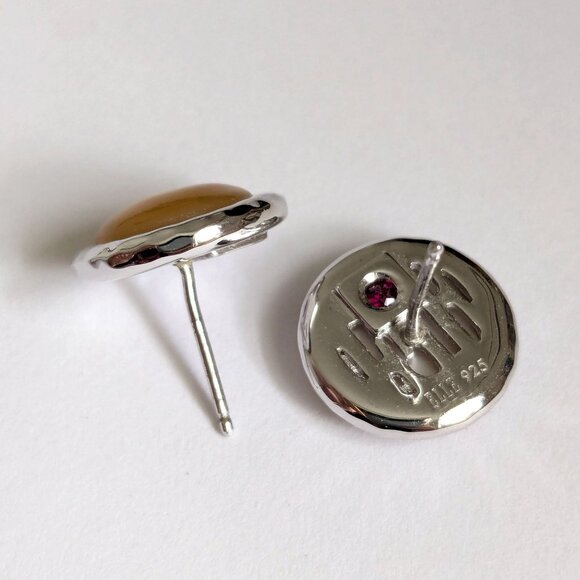 Vintage ELLE Sterling Silver Cat's Eye Studs - Picture 3 of 3